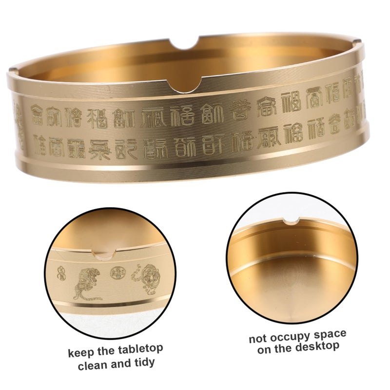 Brass Round Ashtray Compact Retro Decorative for Indoor Outdoor Living Room Office - Image 5