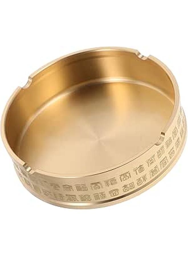 Brass Round Ashtray Compact Retro Decorative for Indoor Outdoor Living Room Office - Image 1