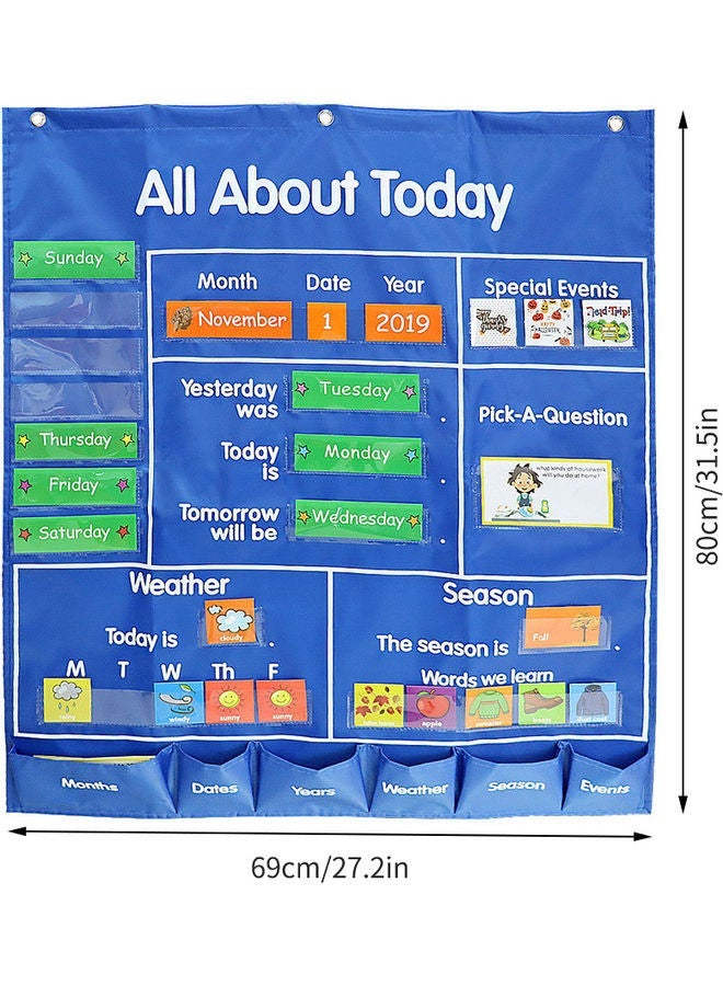 NIBEMINENT Classroom Pocket Chart Blue - Image 1