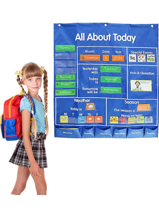 NIBEMINENT Classroom Pocket Chart Blue - Image 2