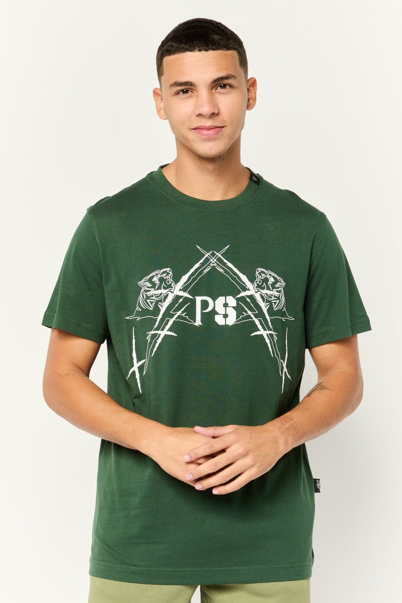 PHILIPP PLEIN تي شيرت رياضي للرجال بأكمام قصيرة، خارجي، أخضر - Image 1