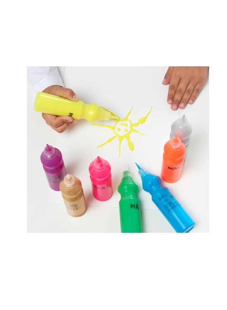 MALA Fluorescent Glitter Paint Mixed Colours 8 PCS 640 ML - Image 2