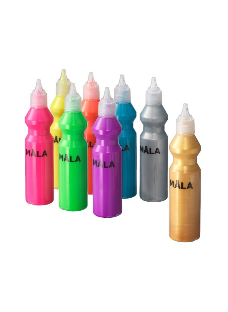 MALA Fluorescent Glitter Paint Mixed Colours 8 PCS 640 ML - Image 1