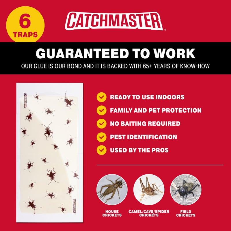 Catchmaster Cricket XL Giant Glue Boards 6-Pk, Adhesive Bug Catcher Cricket Traps Indoor, Sticky Trap for Inside Your Home, Bulk Insect Killer, Insect Traps for House & Garage, Pest Control for Home - Image 4