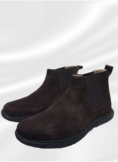 Meto Brown suede Chelsea boots made of genuine natural leather and a toe sole  - Image 1