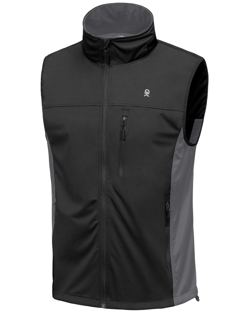 Little Donkey Andy Men's Softshell Vest, Lightweight Golf Vest Windproof Sleeveless Cycling Jacket for Running, Hiking (Black XL) - Image 1