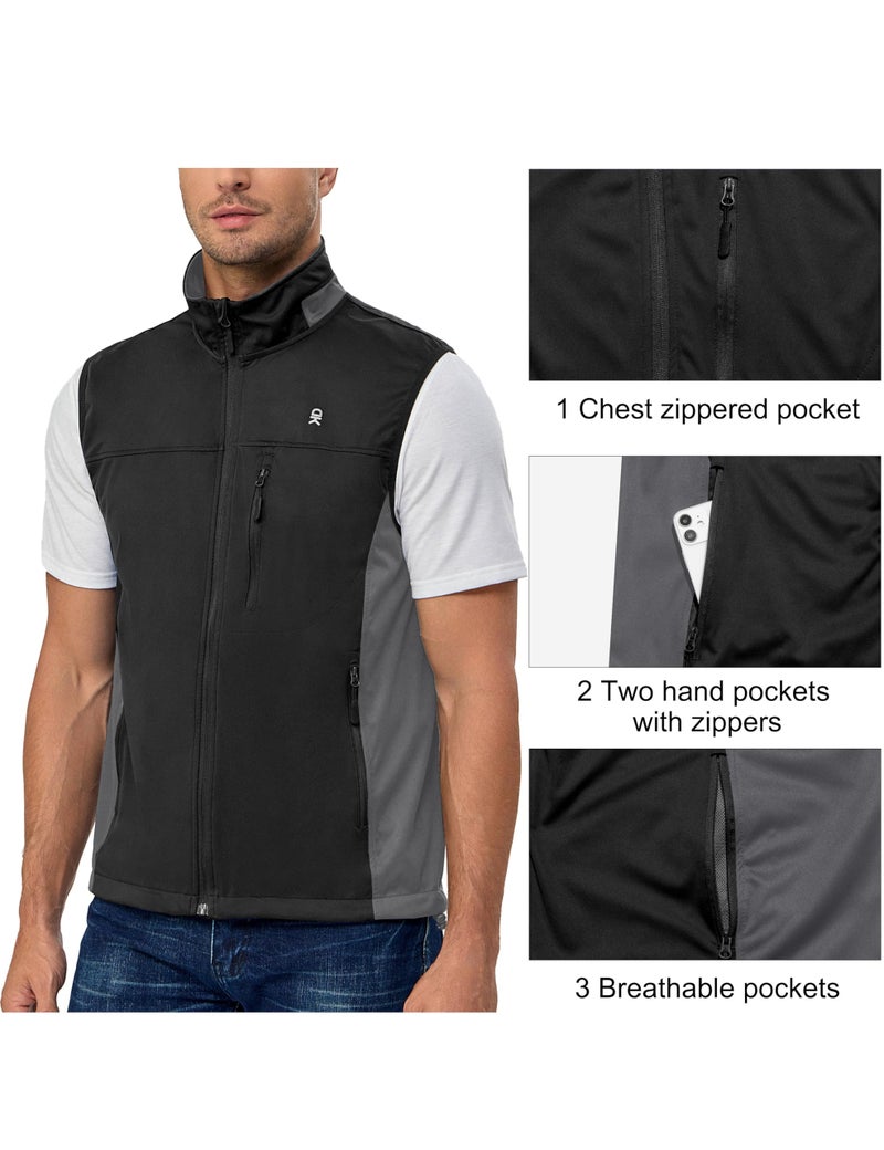Little Donkey Andy Men's Softshell Vest, Lightweight Golf Vest Windproof Sleeveless Cycling Jacket for Running, Hiking (Black XL) - Image 5