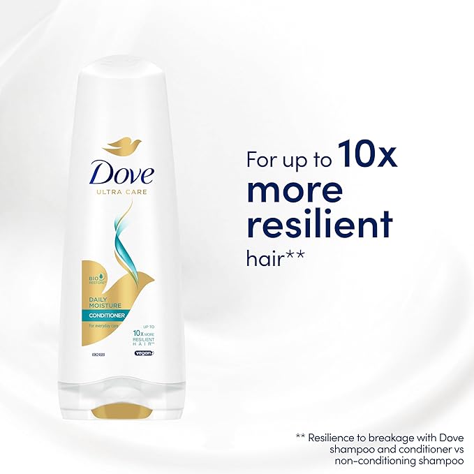Dove Ultra Care Daily Moisture Conditioner strengthens and moisturises for up to 10x more resilient hair for everyday hair care 200 ml - Image 3