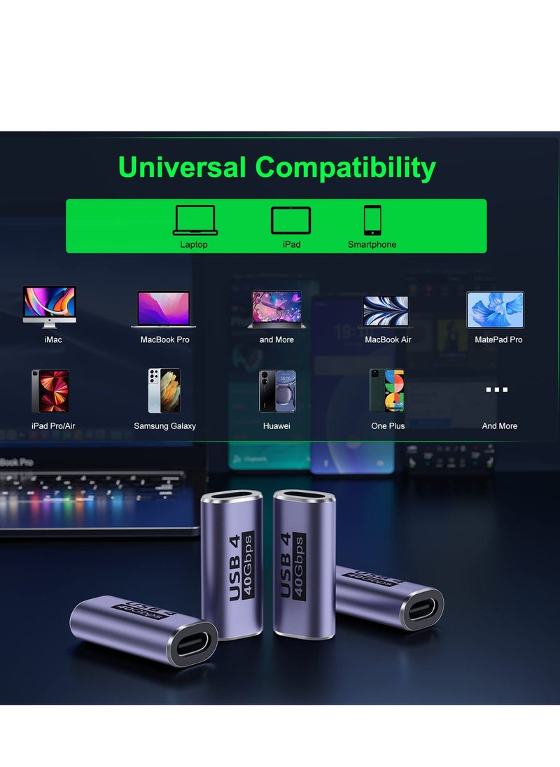 Generic - USB C Female to Adapter (4 Pack) Coupler with 40 Gbps PD 100W 8K 60hz Video Compatible for Thunderbolt 4/3, MacBook Pro/Air, USB-C HUB, Magsafe and More Type DevicesUSB C Female to Adapter (4 Pack) Co - Image 1