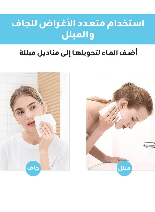 هيبوبي 12 عبوة من مناديل الوجه القابلة للتصرف 1200 قطعة، مناديل قطنية ناعمة جافة للنساء، مناديل تنظيف بسيطة للاستخدام الجاف والرطب، للاستخدام المحمول للبشرة الحساسة والأطفال ومزيل المكياج والعناية الشخصية. - Image 4