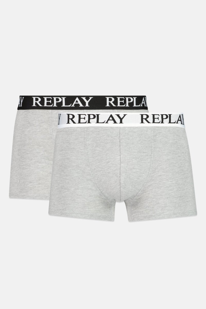 Replay Men 2 Pack Brand Logo Trunk, Grey  - Image 1