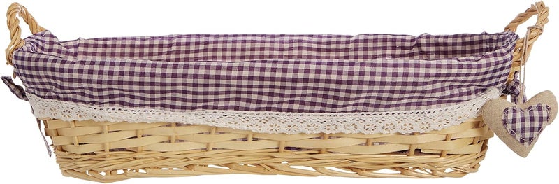 Premier Housewares Oblong Willow Basket with Gingham Lining - Purple - Image 2