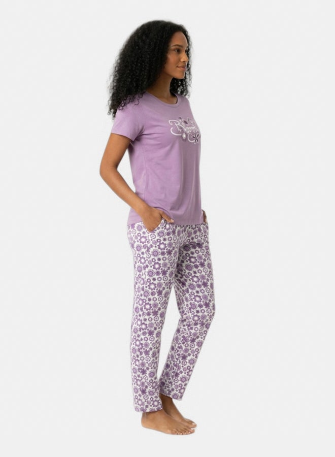 Carina Cookies Purple Floral Pattern Pyjama Set - Image 2