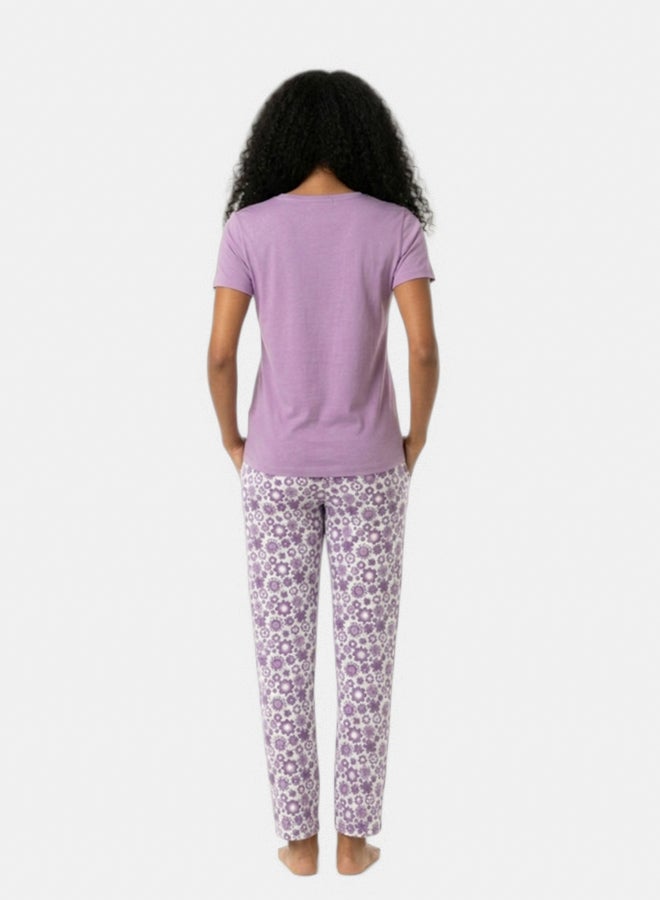 Carina Cookies Purple Floral Pattern Pyjama Set - Image 3