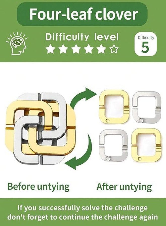 VALUEVIBES Brain Teaser Metal Puzzle Set - 3D Interlocking Metal Cast Mind Games for Adults & Kids (6 Piece Set (A)) - Image 4