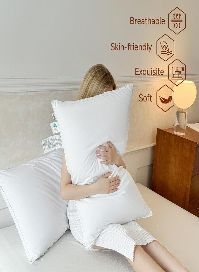 Simple&Opulence Down Feather Bed Pillow for Sleeping Standard Size Pack of 2, Luxury Soft Fluffy Duck Pillows, 100% Cotton Shell Hotel Quality Pillows for Back Stomach Side Sleepers, 20x26” - Image 4