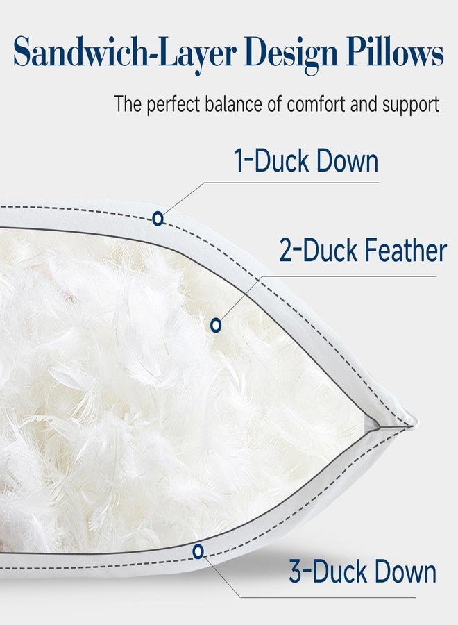 Simple&Opulence Down Feather Bed Pillow for Sleeping Standard Size Pack of 2, Luxury Soft Fluffy Duck Pillows, 100% Cotton Shell Hotel Quality Pillows for Back Stomach Side Sleepers, 20x26” - Image 5