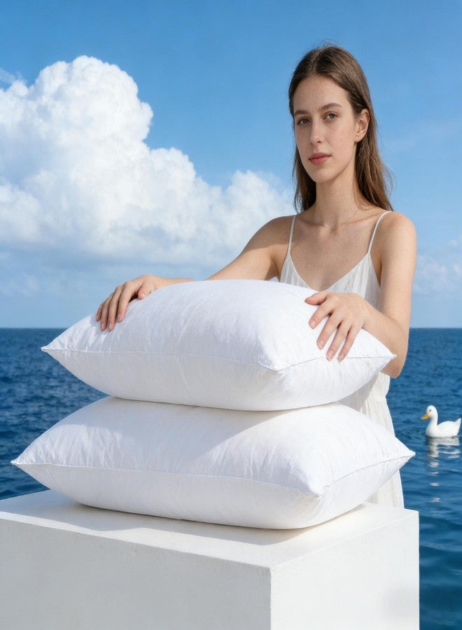 Simple&Opulence Down Feather Bed Pillow for Sleeping Standard Size Pack of 2, Luxury Soft Fluffy Duck Pillows, 100% Cotton Shell Hotel Quality Pillows for Back Stomach Side Sleepers, 20x26” - Image 1