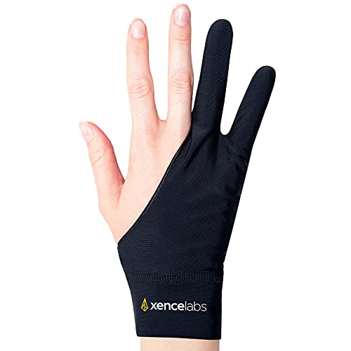 XENCELABS Drawing Glove, Breathable Artist Glove for Drawing Tablet, Two Fingers for Left Right Hand Black Size S - Image 2
