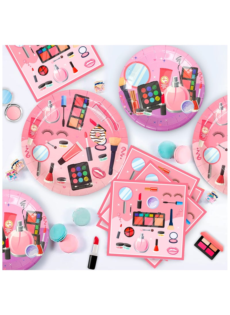 FRUITFUL PARTY - Makeup Birthday Party Decorations for 16 Guests, 165pcs Spa Party Disposable Tableware Set Makeup Theme Paper Plates Cups Napkins Banner Balloon Photo Booth Props - Image 1