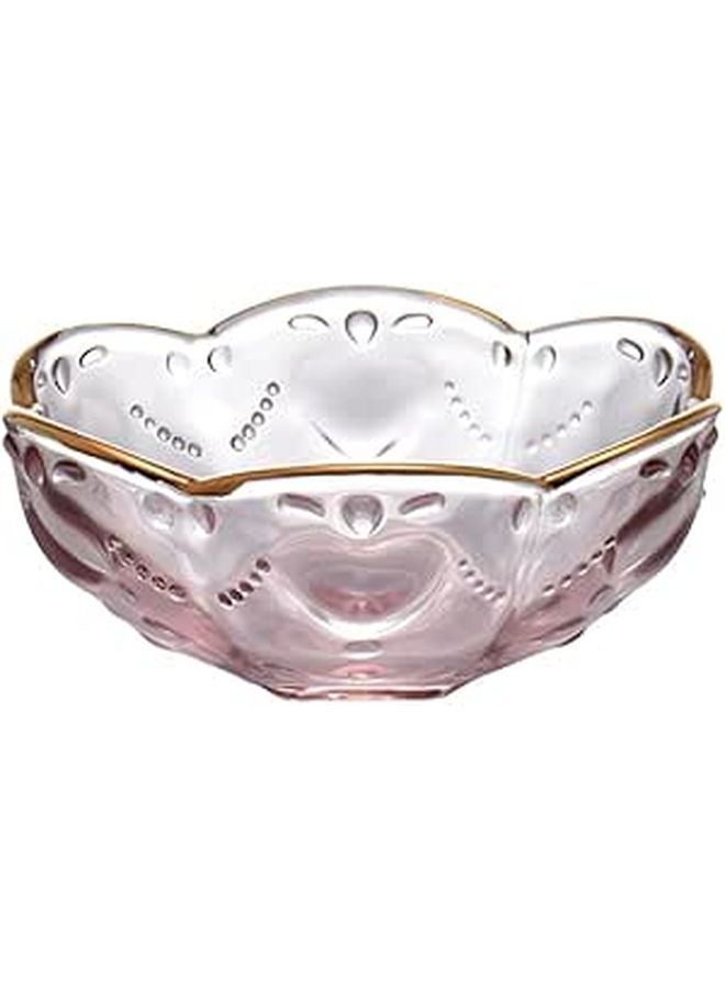 Japanese Style Glass Ice Cream Bowl with Gold Rim Embossed Heart for Dessert and Fruit Salad - Image 1