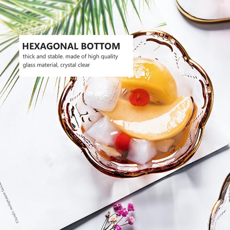 Japanese Style Glass Ice Cream Bowl with Gold Rim Embossed Heart for Dessert and Fruit Salad - Image 4