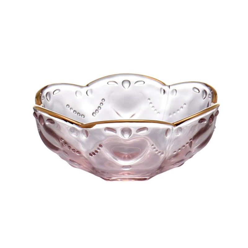 Japanese Style Glass Ice Cream Bowl with Gold Rim Embossed Heart for Dessert and Fruit Salad - Image 2