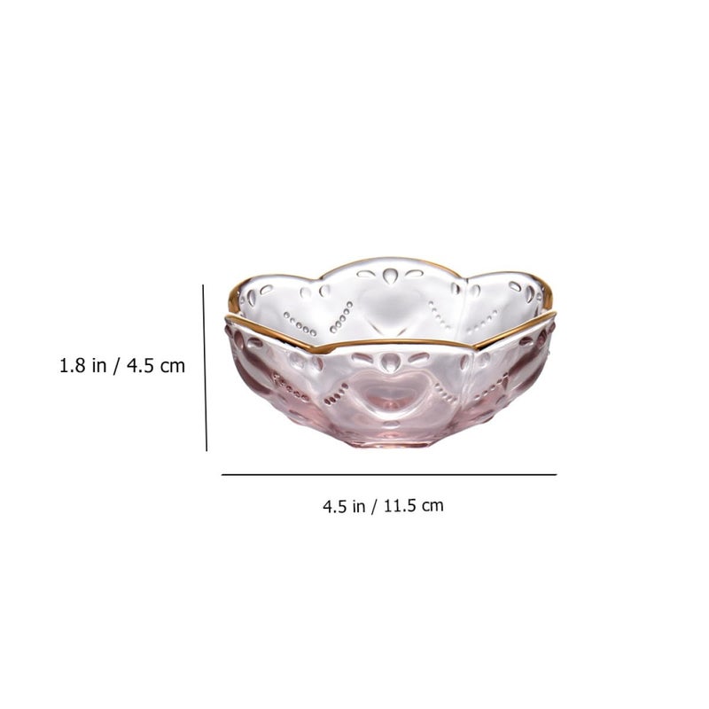 Japanese Style Glass Ice Cream Bowl with Gold Rim Embossed Heart for Dessert and Fruit Salad - Image 3
