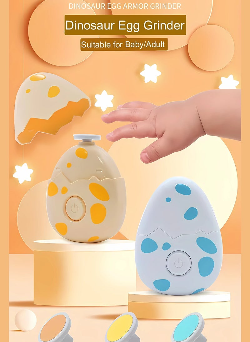 Twisoo Electric Baby Nail File Trimmer Kit – Ergonomic, Quiet Baby Nail File with 3 Safe Grinding Heads, Harmless Design for Infants’ Toenails & Fingernails Dinosaur Egg Shape (Yellow) - Image 4