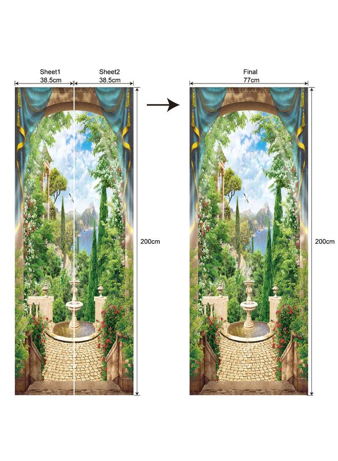 Bluejw European And American Landscape Movable Waterproof Bedroom Living Room Extension Simulation PVC Arched Door MT257-290 - Image 1