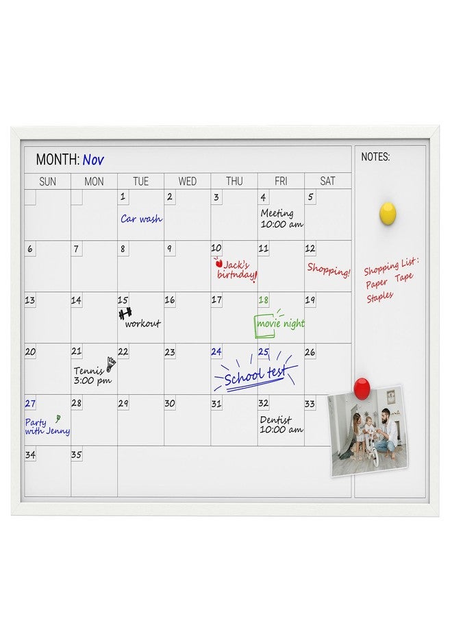 Comix Dry Erase Calendar Whiteboard for Wall,Magnetic Dry Erase White Board with White Wood Frame, 36 * 24 inches Decorative Planner Board for Office, Kitchen, School, Home - Image 2