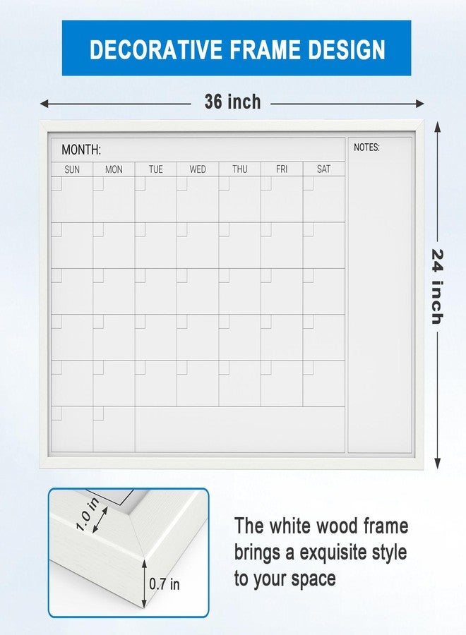 Comix Dry Erase Calendar Whiteboard for Wall,Magnetic Dry Erase White Board with White Wood Frame, 36 * 24 inches Decorative Planner Board for Office, Kitchen, School, Home - Image 5