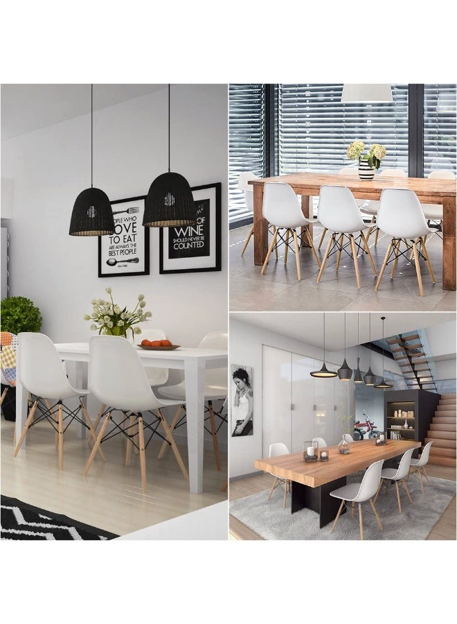 4PCS Dining Chair, White Shell Chair with Wooden Legs, Leisure Chair, Minimalist Nordic-Style Plastic Chair for Living Room, Kitchen, Dining, Cafe, Outdoor, Home & Office - Image 5