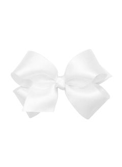 Wee Ones Baby Girlsmedium Classic French Satin Hair Bow On A Weestay Clip W/Knot Wrap Center Whiteone Size  - Image 1