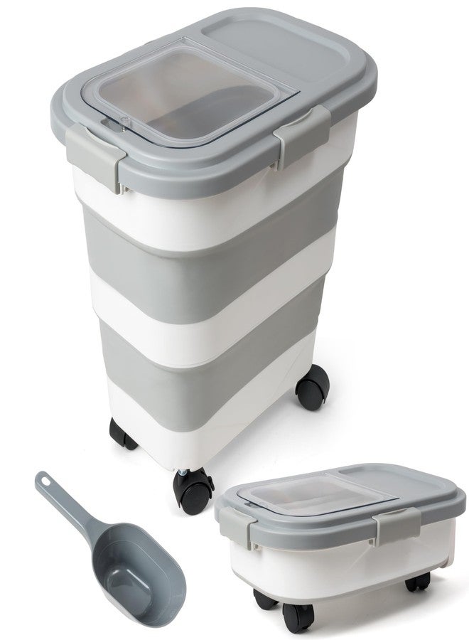 مول مول 6 حاوية تخزين طعام الكلاب MALLMALL6 - حاوية طعام قابلة للطي للحيوانات الأليفة مزودة بعجلات دوارة ومغرفة وصندوق تجفيف، محكمة الإغلاق ومتعددة الوظائف وكبيرة الحجم (20-30 رطل) لتخزين الطعام الجاف والأرز في المطبخ - Image 1