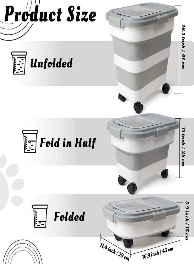 مول مول 6 حاوية تخزين طعام الكلاب MALLMALL6 - حاوية طعام قابلة للطي للحيوانات الأليفة مزودة بعجلات دوارة ومغرفة وصندوق تجفيف، محكمة الإغلاق ومتعددة الوظائف وكبيرة الحجم (20-30 رطل) لتخزين الطعام الجاف والأرز في المطبخ - Image 2