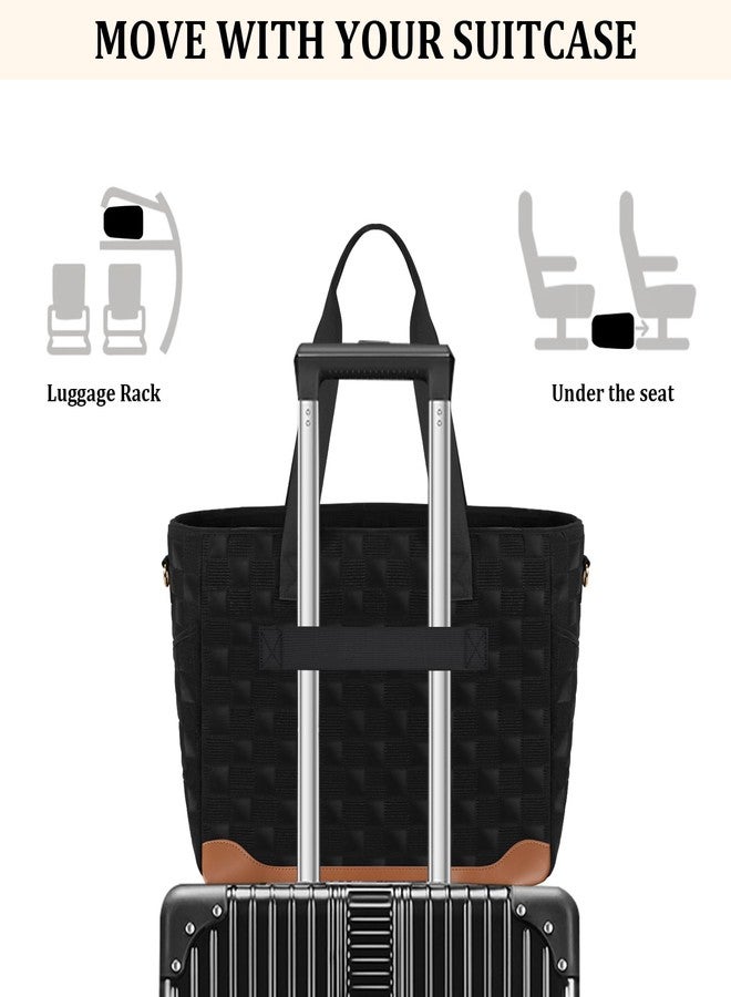 Mosiso حقيبة توت لابتوب MOSISO للنساء، حقيبة عمل خفيفة الوزن مربعة مبطنة مع قسم لابتوب وحزام عربة، حقيبة يد بسعة كبيرة 15.6 بوصة للمعلمات، العمل، المكتب، الممرضات، سوداء - Image 4