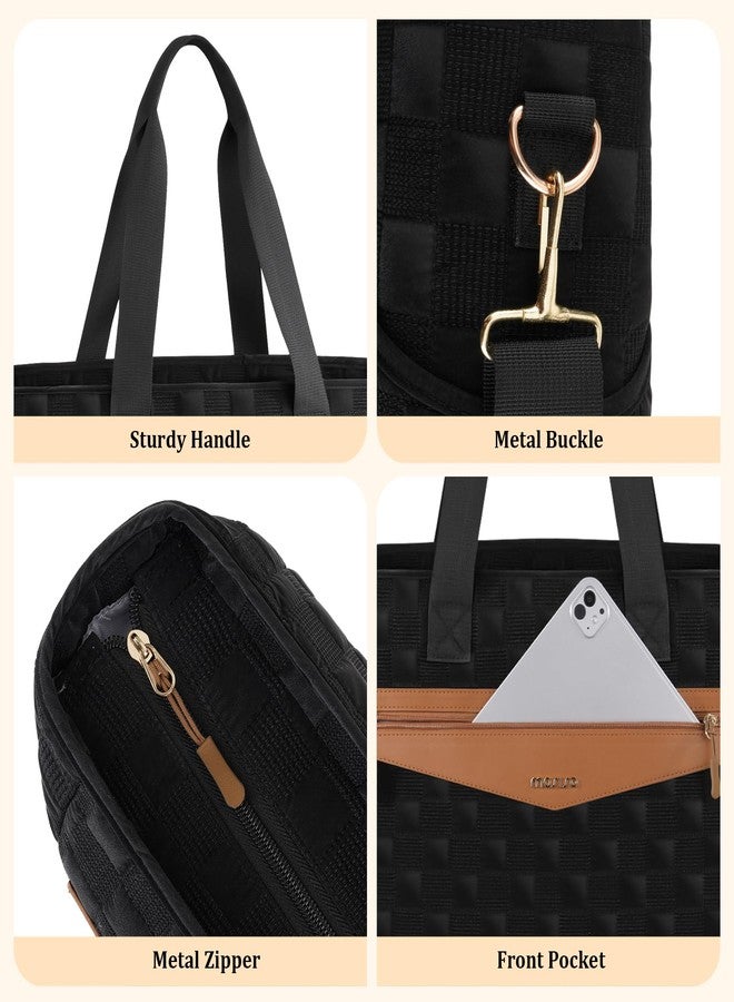 Mosiso حقيبة توت لابتوب MOSISO للنساء، حقيبة عمل خفيفة الوزن مربعة مبطنة مع قسم لابتوب وحزام عربة، حقيبة يد بسعة كبيرة 15.6 بوصة للمعلمات، العمل، المكتب، الممرضات، سوداء - Image 5