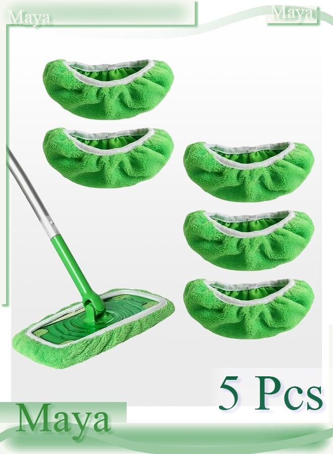 5PCS Washable Microfiber Mop Pads for Swiffer Sweeper, Wash and Reuse Mop Pads Wet and Dry Mop Pads Multi-Surface Reusable Mop Pads Easy Attach Microfiber Pads for Surface and Hardwood Floor Cleaning - Image 1