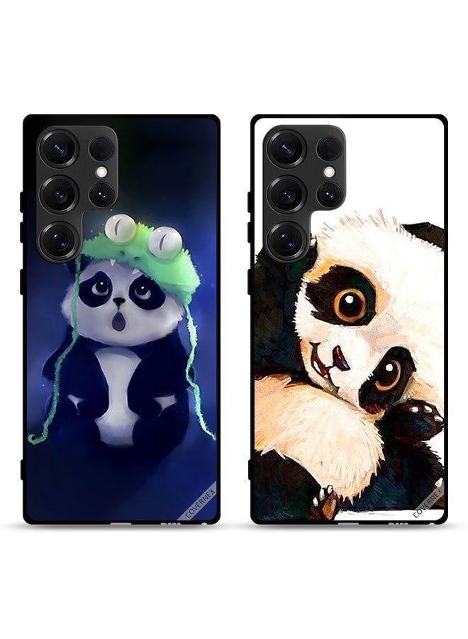 Covernex Two Cases For Samsung Galaxy S25 Ultra 5G Protective Covers Panda in Cap and Panda Art - Image 1