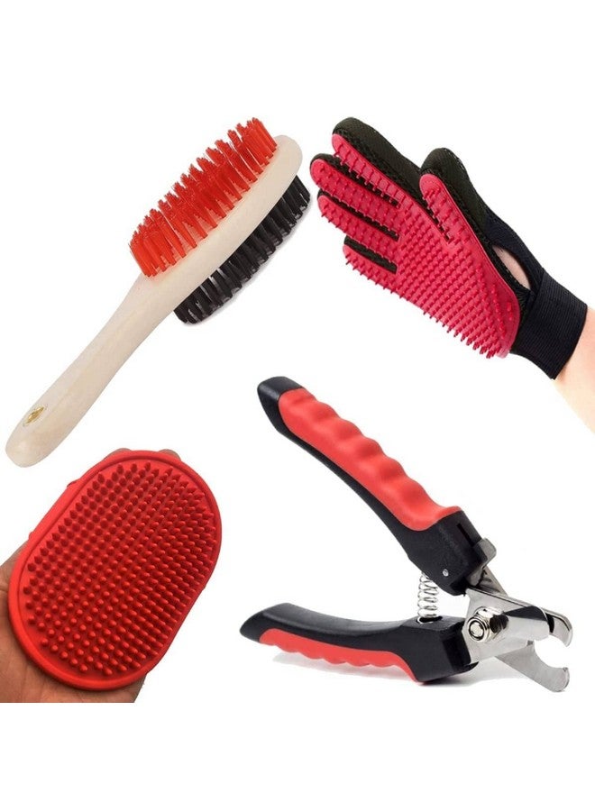 سايج سكوير مجموعة العناية بالكلاب - مقص أظافر الكلاب + مشط استحمام للحيوانات الأليفة مع حلقة قابلة للتعديل + فرشاة بمقبض خشبي للحيوانات الأليفة على الوجهين (متوسطة) + قفاز للعناية بالحيوانات الأليفة للكلاب والقطط - مجموعة 4 في 1 - Image 1