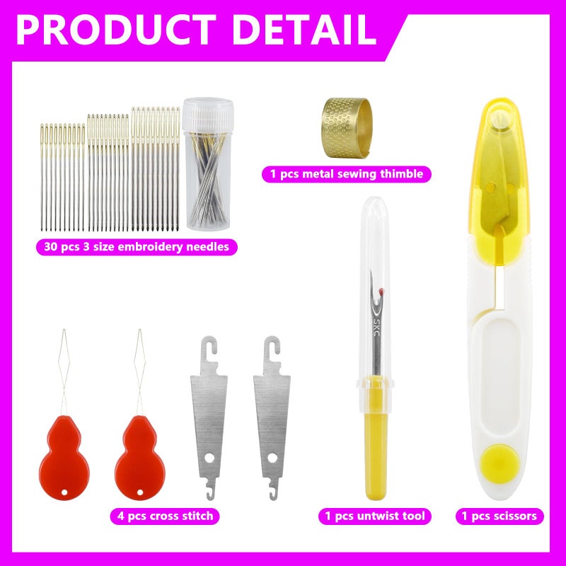 Renashed 187 Pcs Embroidery Thread Floss Kit, 150 Colors Cross Stitch Threads Friendship Bracelet String and 37pcs Tools kit for Friendship Bracelets Arts DIY Crafts with 3-Tier Transparent Organizer Box - Image 3