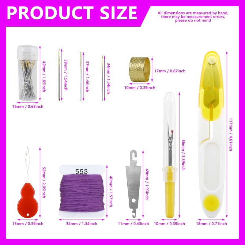 Renashed 187 Pcs Embroidery Thread Floss Kit, 150 Colors Cross Stitch Threads Friendship Bracelet String and 37pcs Tools kit for Friendship Bracelets Arts DIY Crafts with 3-Tier Transparent Organizer Box - Image 2