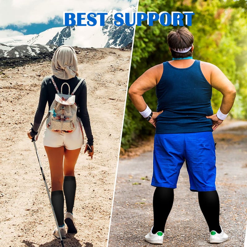 Aoliks Black Compression Socks For Women & Men 15-20 Mmhg - Best Support For Nurses Running Hiking(L/Xl) - Image 3