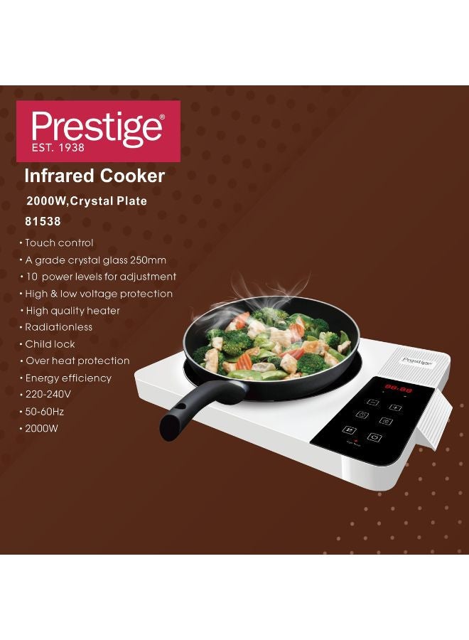 Prestige Infrared Cooker 2000W | Touch control Induction Cooker with Over Heat Protection | Induction Cook Top 2000 W PR81538 White - Image 3