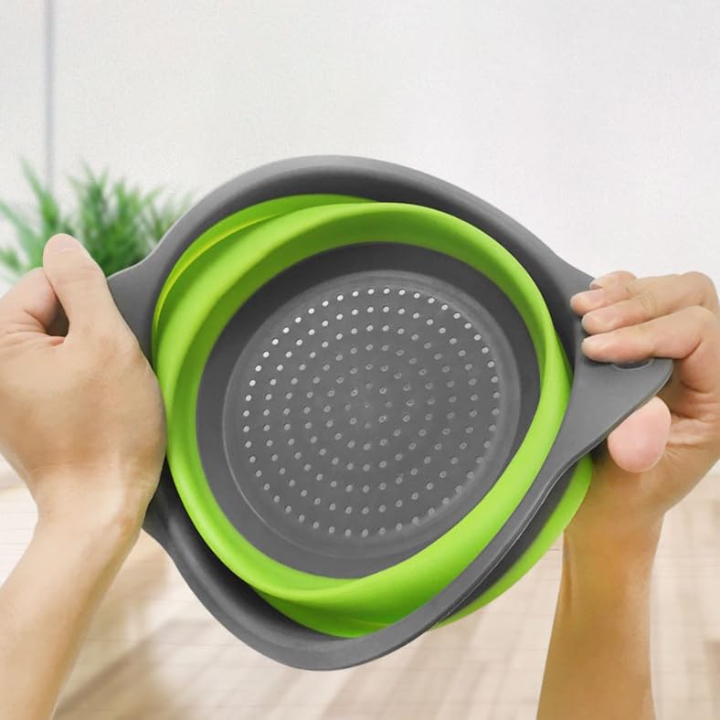 Emptycolor 2 Pack Collapsible Colander Set, Emptycolor Foldable Collapsible Strainers for Kitchen, Small Round Colander with Base and Handles for Pasta, Fruit, Vegetables â€“ Space-Saving Kitchen Strainer Baskets - Image 4