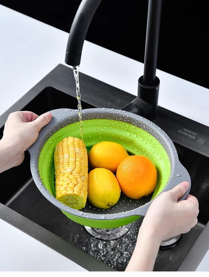 Emptycolor 2 Pack Collapsible Colander Set, Emptycolor Foldable Collapsible Strainers for Kitchen, Small Round Colander with Base and Handles for Pasta, Fruit, Vegetables â€“ Space-Saving Kitchen Strainer Baskets - Image 3