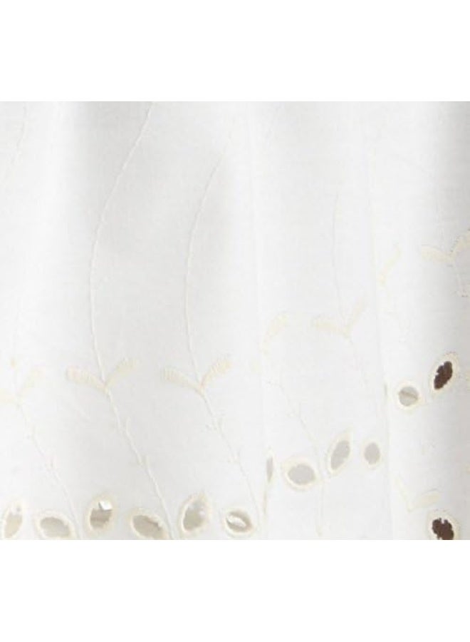 Fresh Ideas Eyelet Bed Skirt Ruffled Design 14 Inch Drop Embroidered Scalloped Edge Queen Ivory - Image 4