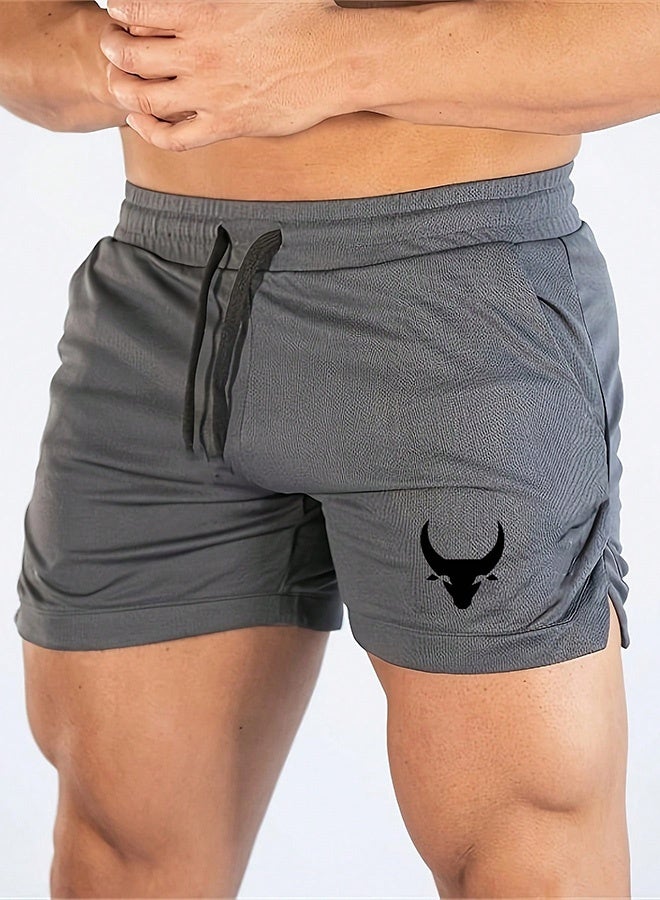 Men's Athletic Shorts with Bull Print – Lightweight & Flexible for Workouts and Outdoor Activities - Image 1
