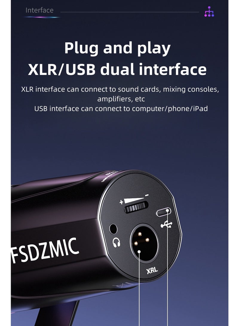 Gaming XLR/USB Microphone Kit, Streaming Dynamic Computer Mic for Vocal Podcast Recording - Image 4